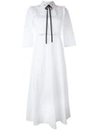 Vivetta - Embroidered Detail Tie Neck Dress - Women - Cotton/spandex/elastane - 40, White, Cotton/spandex/elastane