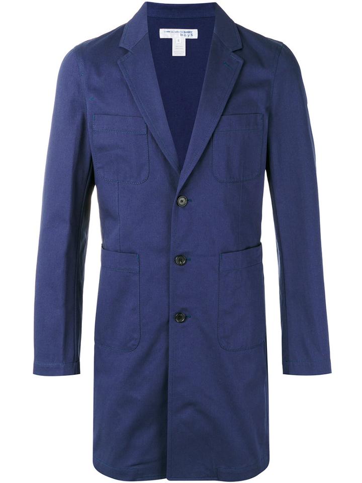 Comme Des Garçons Shirt Boys Multiple Pockets Coat, Men's, Size: Xl, Blue, Cotton