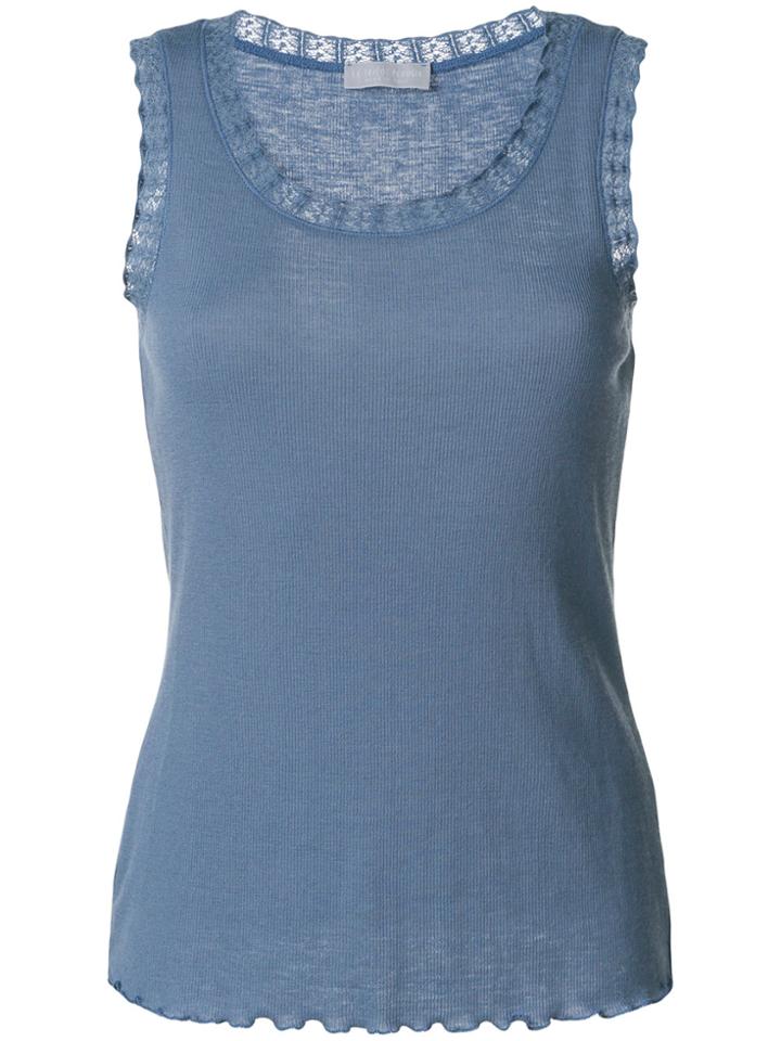 Le Tricot Perugia Lace Trimmed Vest - Blue
