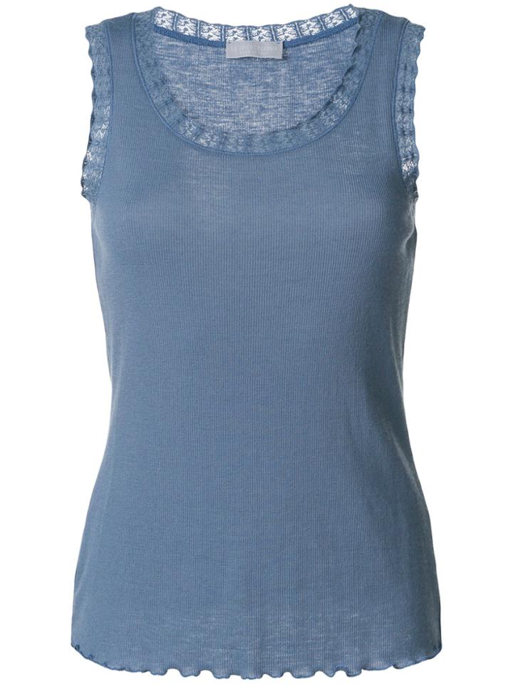 Le Tricot Perugia Lace Trimmed Vest - Blue