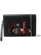Love Moschino Embroidered Logo Clutch - Black