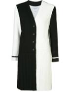 Thom Browne Long Pleated Cardi-coat, Women's, Size: 42, Black, Silk/wool/spandex/elastane