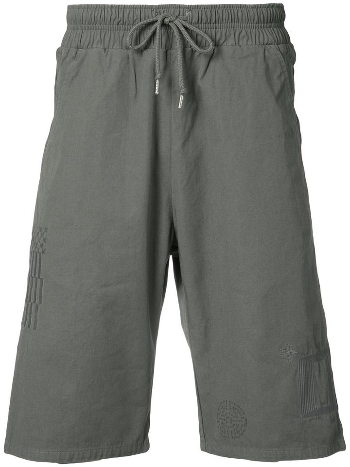 John Elliott - Embroidered Shorts - Men - Cotton - Xl, Grey, Cotton