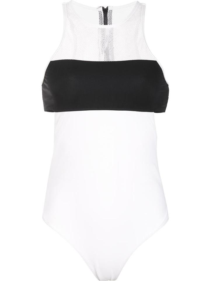T By Alexander Wang Mesh Panelled Swimsuit, Women's, Size: Medium, White, Polyamide/spandex/elastane