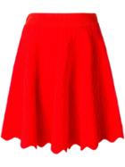 Jonathan Simkhai Scalloped Hem A-line Skirt, Women's, Size: Small, Red, Rayon/nylon/spandex/elastane
