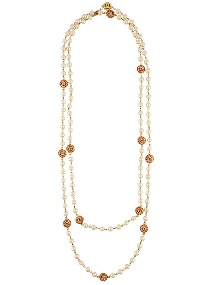 Chanel Vintage Faux Pear Camellia Necklace