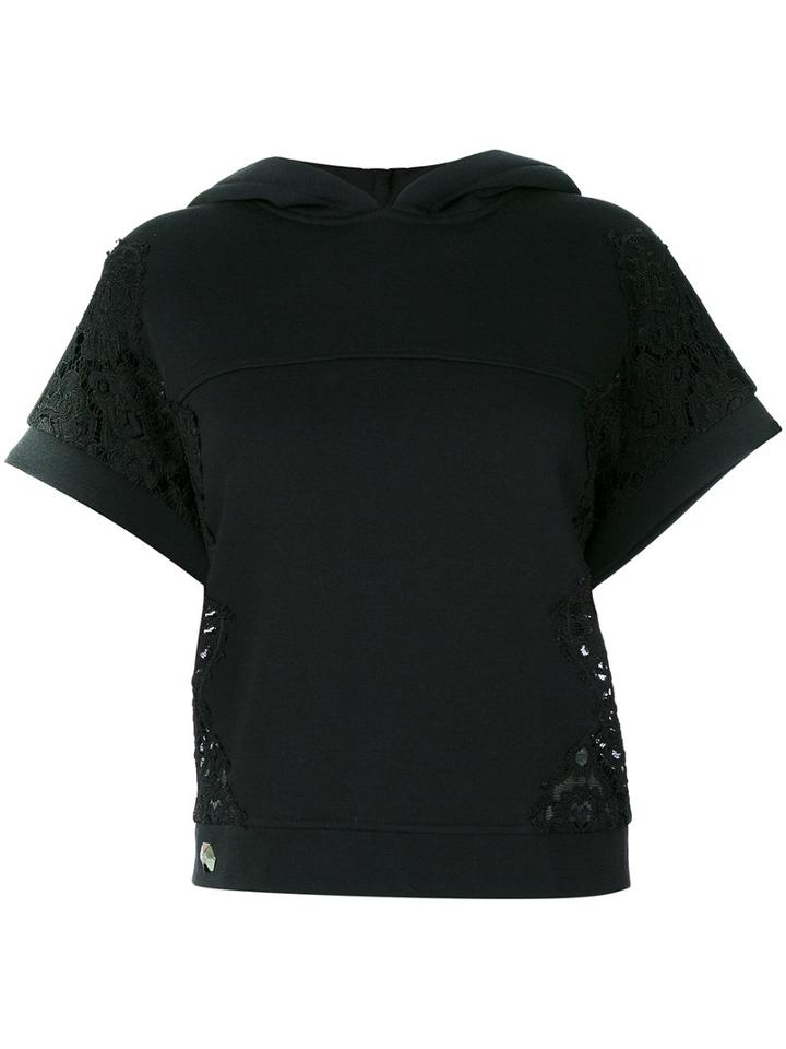 Philipp Plein - Lace Skull Hoodie - Women - Cotton/polyester - M, Black, Cotton/polyester