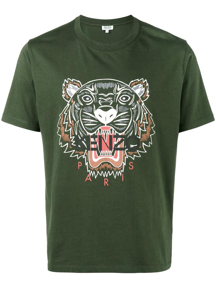 Kenzo Tiger Print Khaki T-shirt - Green