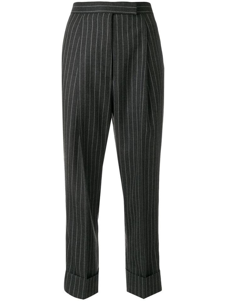 Thom Browne Chalk Stripe Twill High Waist Trouser - Grey