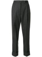 Thom Browne Chalk Stripe Twill High Waist Trouser - Grey