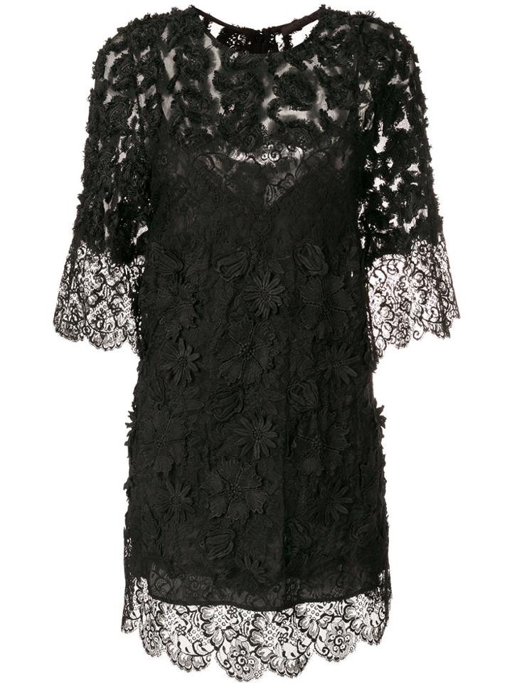 Amen Embroidered Dress - Black