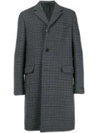 Prada Single Breasted Check Coat - Grey