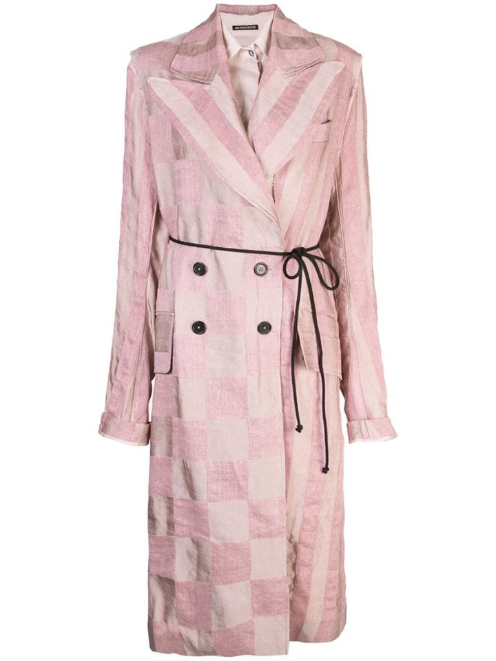 Ann Demeulemeester Checked Print Coat - Pink
