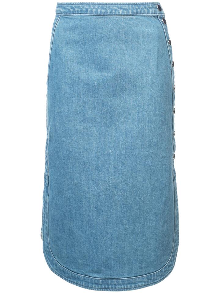 Vanessa Seward Button Up Denim Skirt - Blue