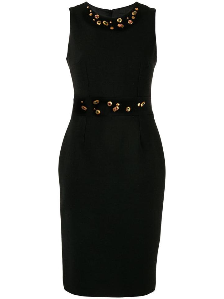 Paule Ka Sl Fitted Drs Beading Deco On Collar & Wb Tricotine Wool