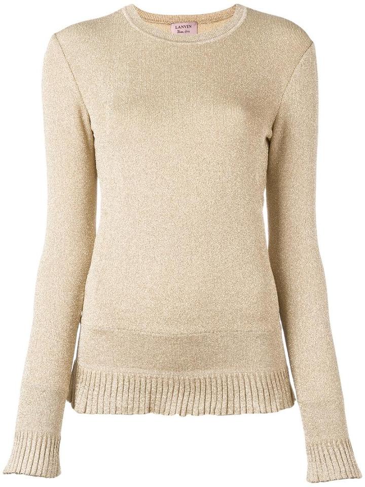 Lanvin Ribbed Hem Jumper, Women's, Size: Medium, Nude/neutrals, Viscose/polyester/polyamide