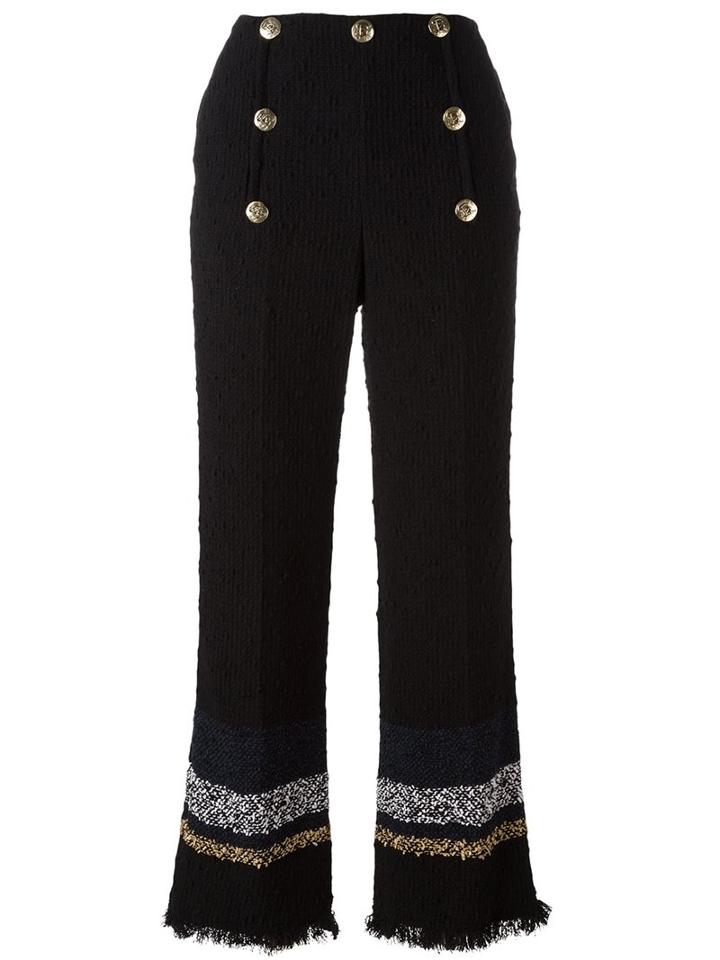 Sonia Rykiel Striped Flared Trousers, Women's, Size: 38, Black, Cotton/polyamide/polyester