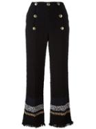 Sonia Rykiel Striped Flared Trousers, Women's, Size: 38, Black, Cotton/polyamide/polyester