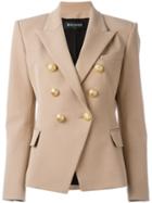 Balmain Double Breasted Blazer, Women's, Size: 34, Nude/neutrals, Cotton/spandex/elastane/viscose