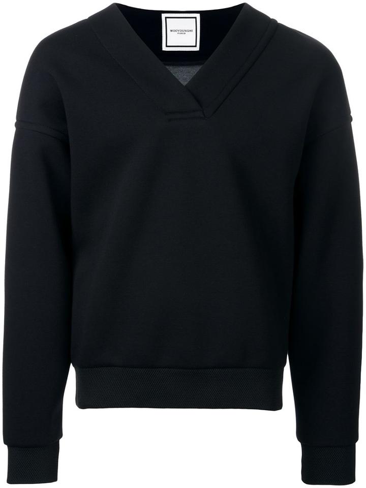 Wooyoungmi V-neck Sweatshirt, Men's, Size: 44, Black, Polyester/rayon