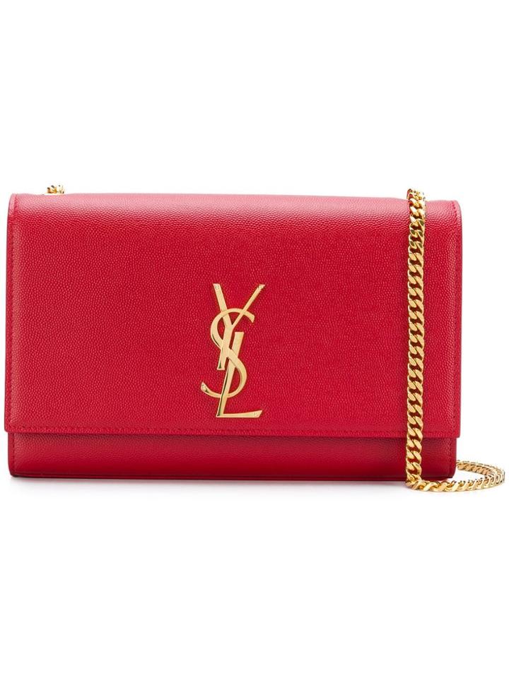 Saint Laurent Classic Monogram Chain Wallet - Red