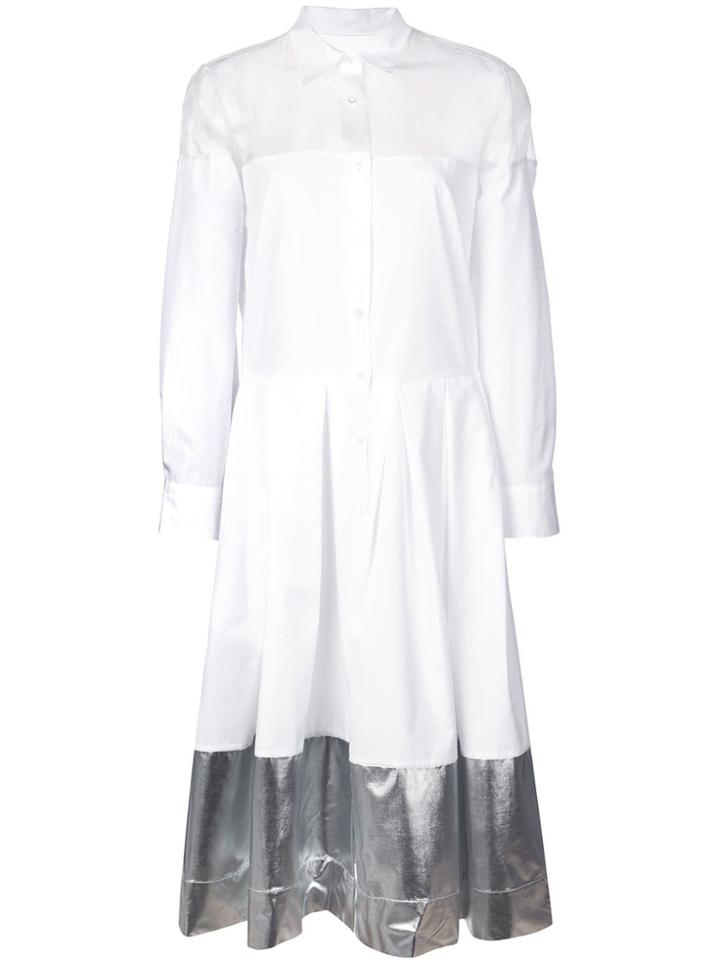 Sara Roka Contrast Panel Shirt Dress - White