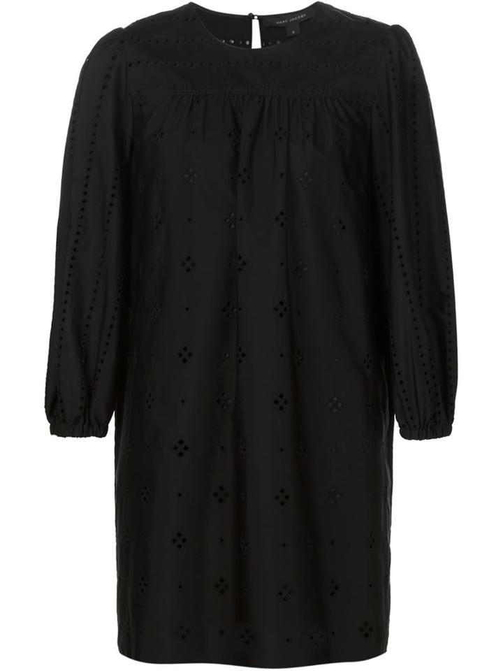 Marc Jacobs Broderie Anglaise Shift Dress, Women's, Size: 10, Black, Cotton