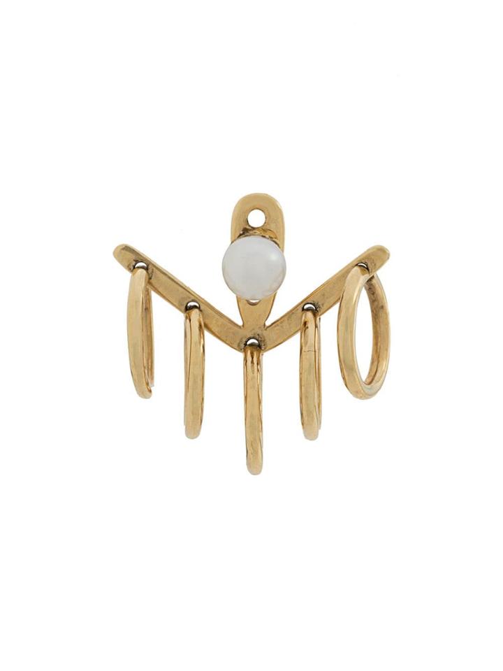 Yvonne Léon Hoop Pearl Stud Earrings - Gold