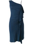 Paul & Joe - Ruffled One Shoulder Dress - Women - Silk/polyamide - 40, Blue, Silk/polyamide