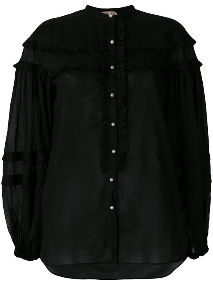 No21 Frill Trim Blouse - Black