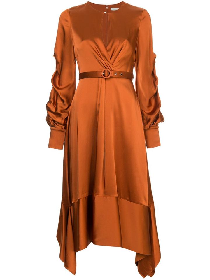 Jonathan Simkhai Satin Keyhole Midi Dress - Yellow & Orange