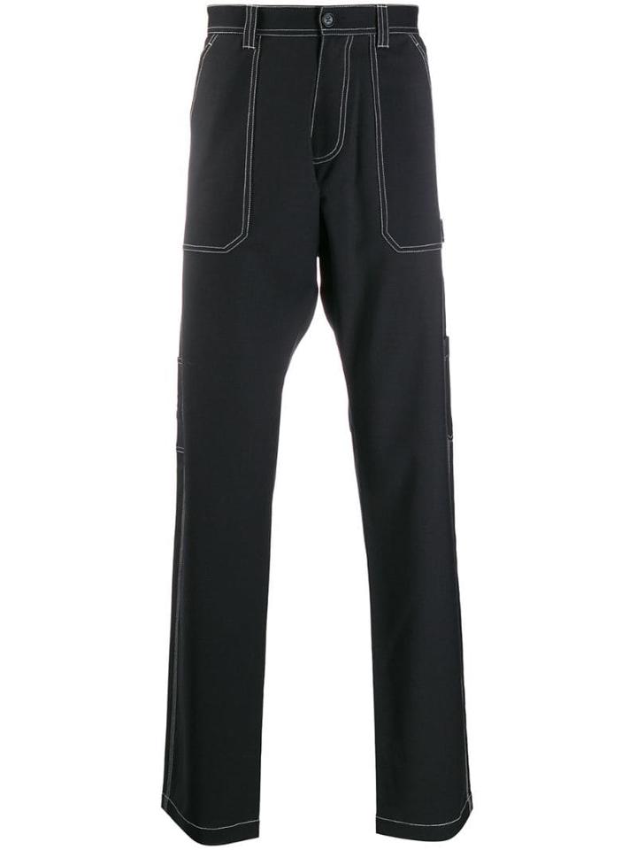 Versace Contrast Stitch Wide-leg Trousers - Blue