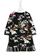 Roberto Cavalli Kids Bird Print Dress, Girl's, Size: 10 Yrs, Black