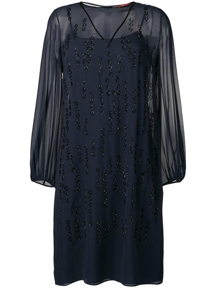 Max Mara Mania Bead Embroidered Dress - Blue