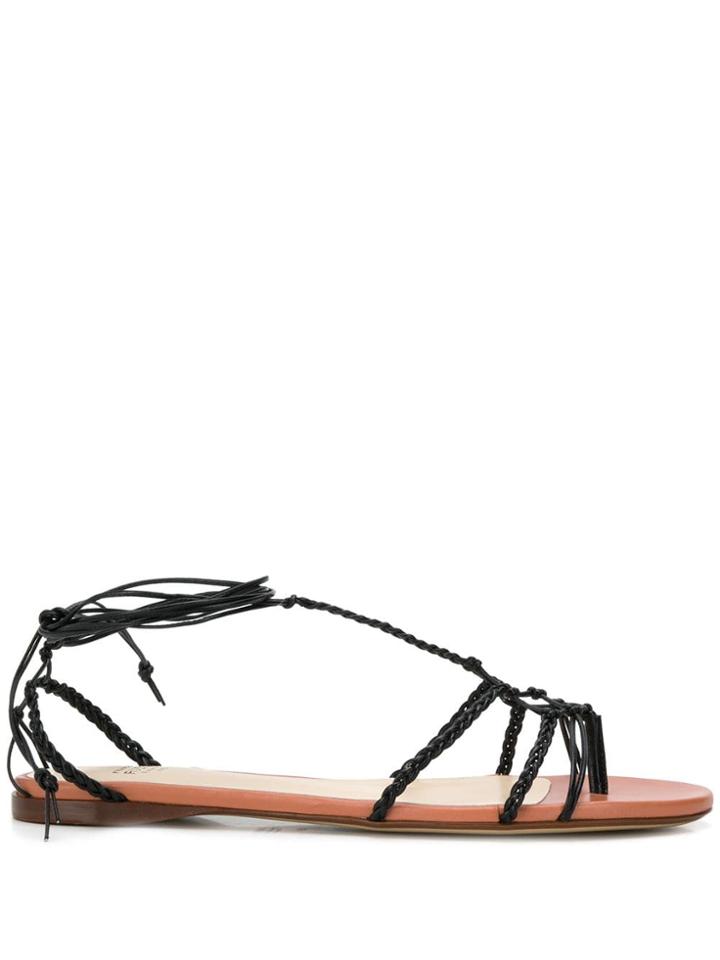 Francesco Russo Braided Flat Sandals - Black