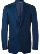 Canali Two Button Blazer, Men's, Size: 52, Blue, Silk/cupro/wool