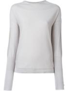 Ilaria Nistri Round Neck Sweater, Women's, Size: Large, Grey, Cotton/lamb Skin/cashmere