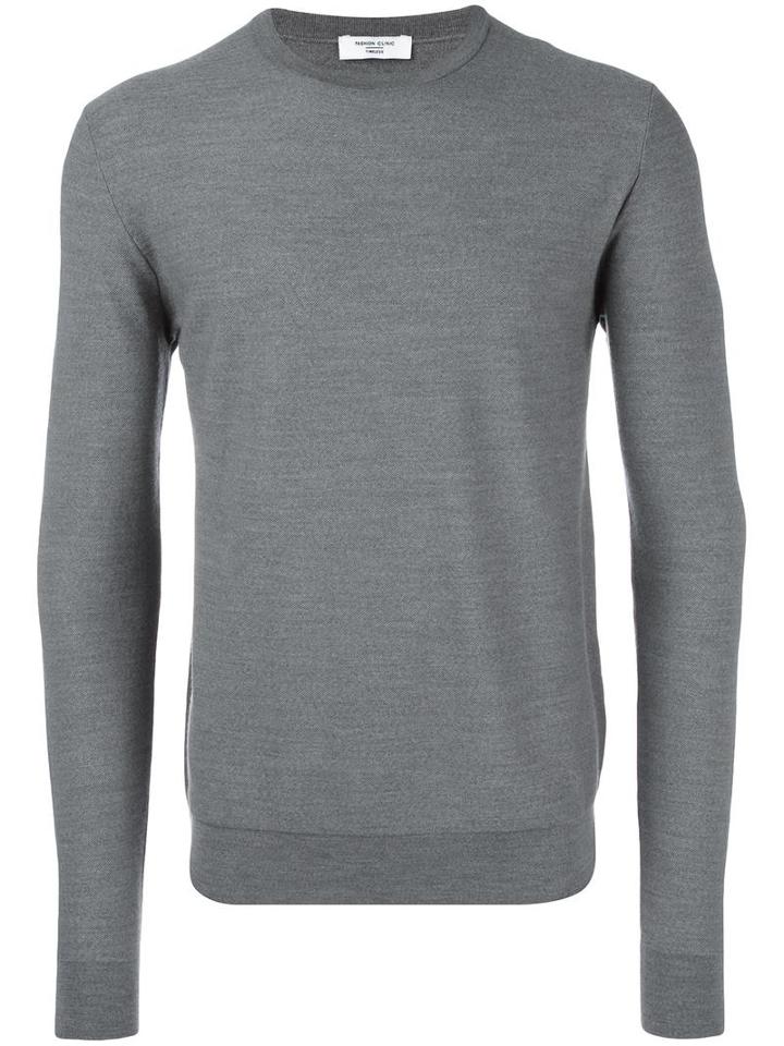 Fashion Clinic Classic Crew Neck Jumper, Men's, Size: 52, Grey, Wool
