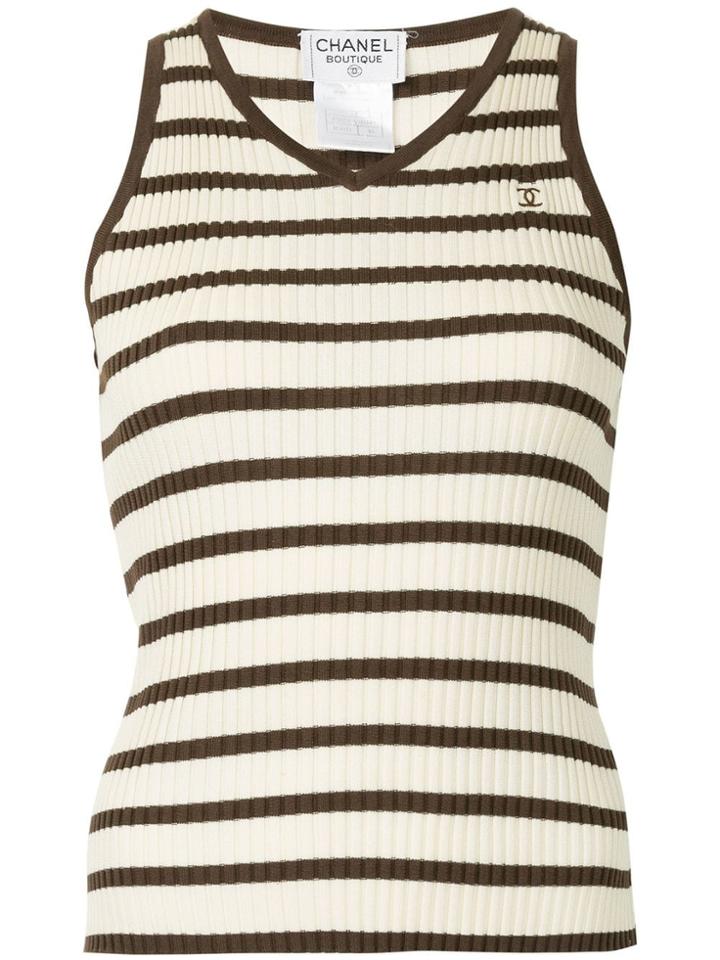 Chanel Vintage Sleeveless Ribbed Top - Brown