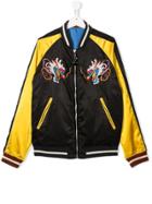 Diesel Kids Reversible Embroidered Bomber Jacket - Black