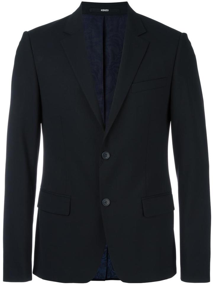 Kenzo Two Button Blazer, Men's, Size: 48, Black, Cotton/spandex/elastane/acetate/wool