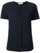 Tory Burch Keyhole Collar T-shirt, Women's, Size: 10, Blue, Polyester/spandex/elastane