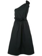 Goen.j One-shoulder Ruffled Midi Dress - Black