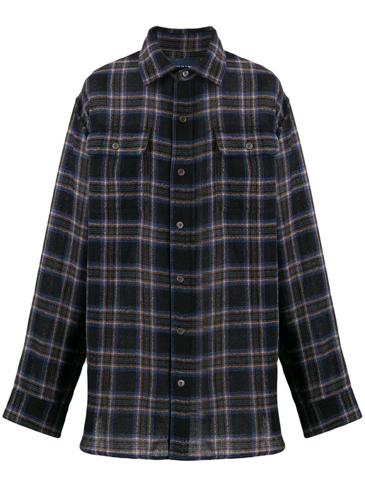 Lost Daze Checked Printed Slogan Shirt - Black
