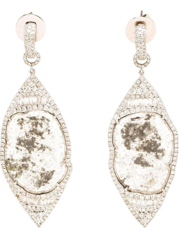 Saqqara 18k White Gold Diamond Gatsby Earrings