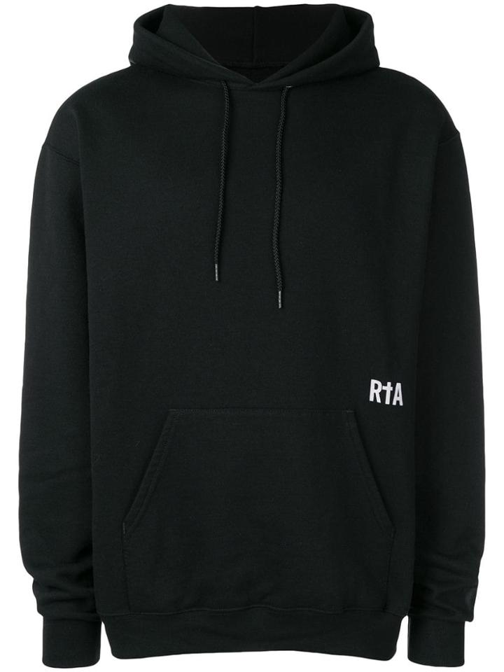 Rta Printed Drawstring Hoodie - Black