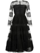 Valentino Sheer Lace Dress, Women's, Size: 38, Black, Polyamide/silk/spandex/elastane