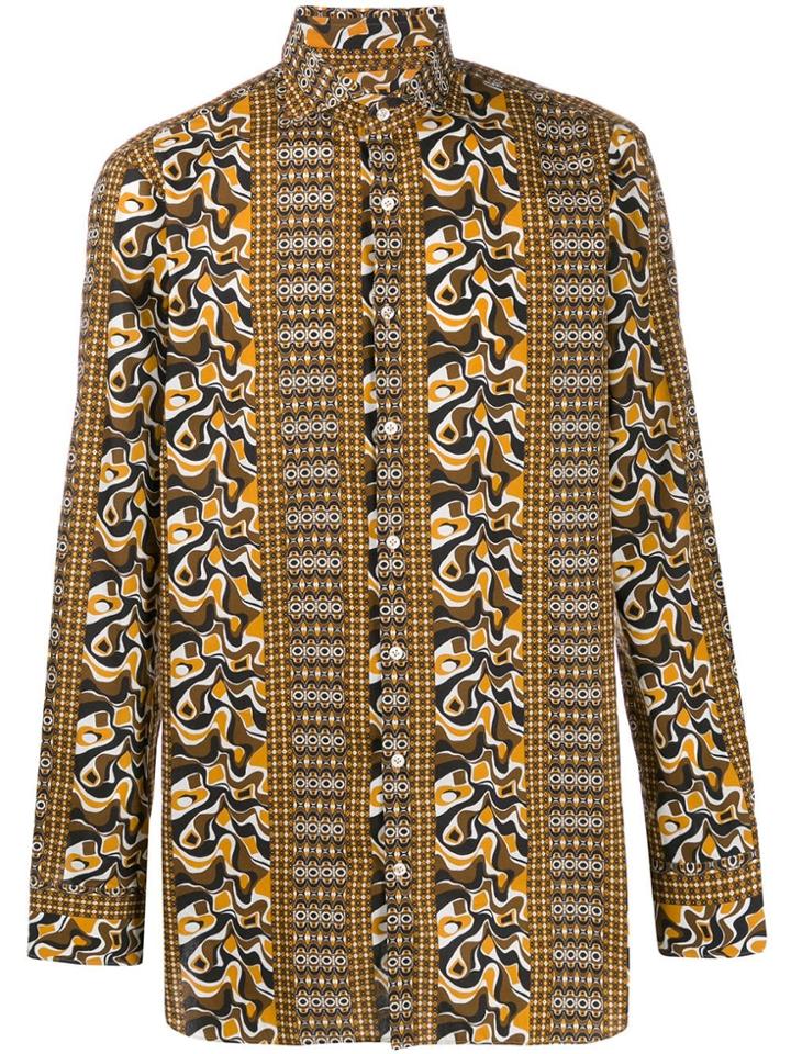 Gabriele Pasini Geometric Long-sleeve Shirt - Brown