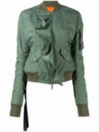 Unravel Project Ruffled Bomber Jacket - Green