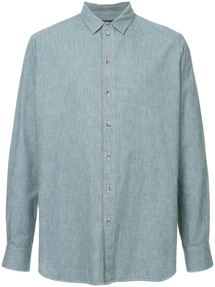 Bassike Micro Houndstooth Print Shirt - Blue